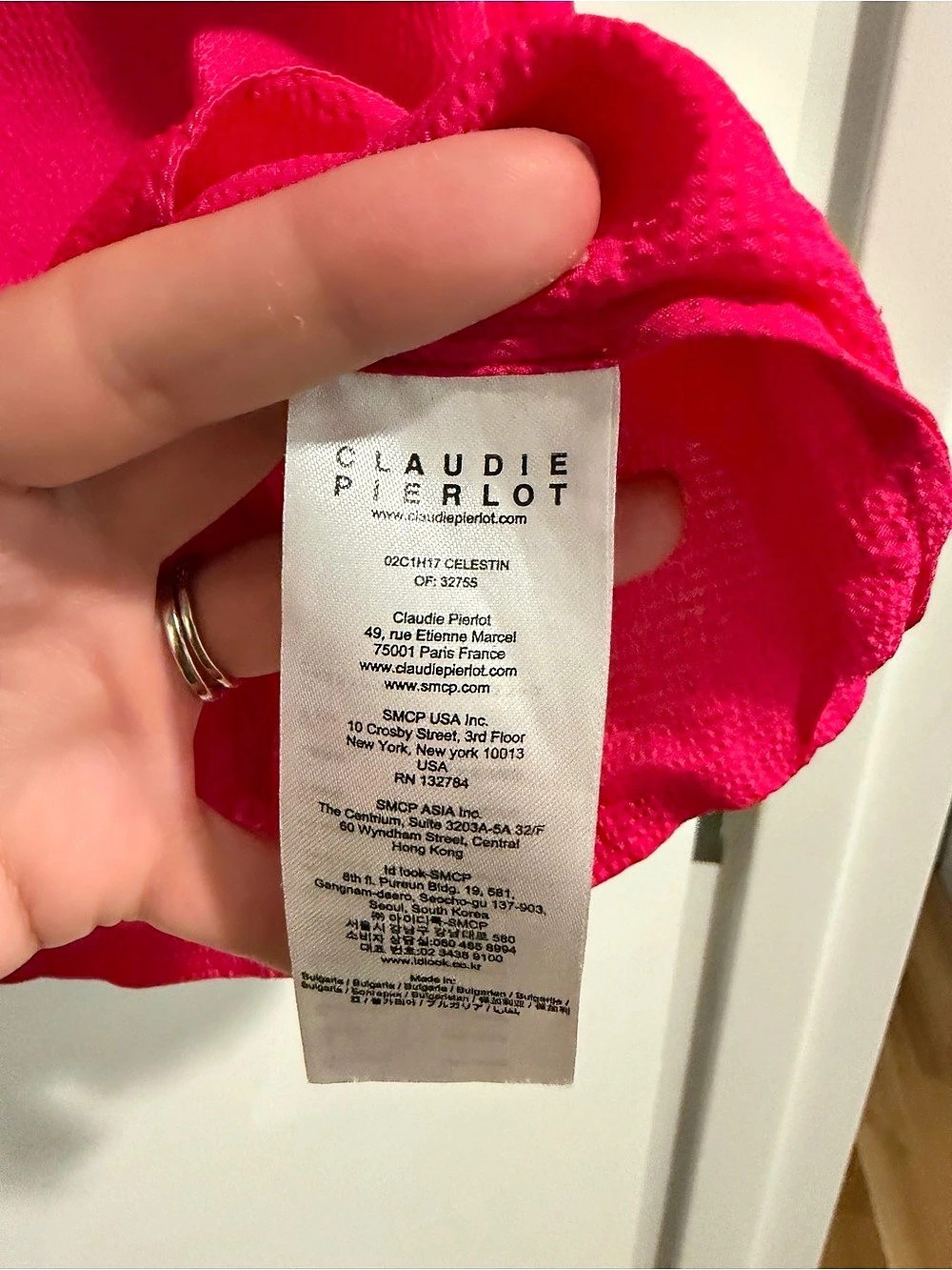Claudie Pierlot Ruffled Collar Long-Sleeve Blouse Pink Size 38 - Picture 6 of 8